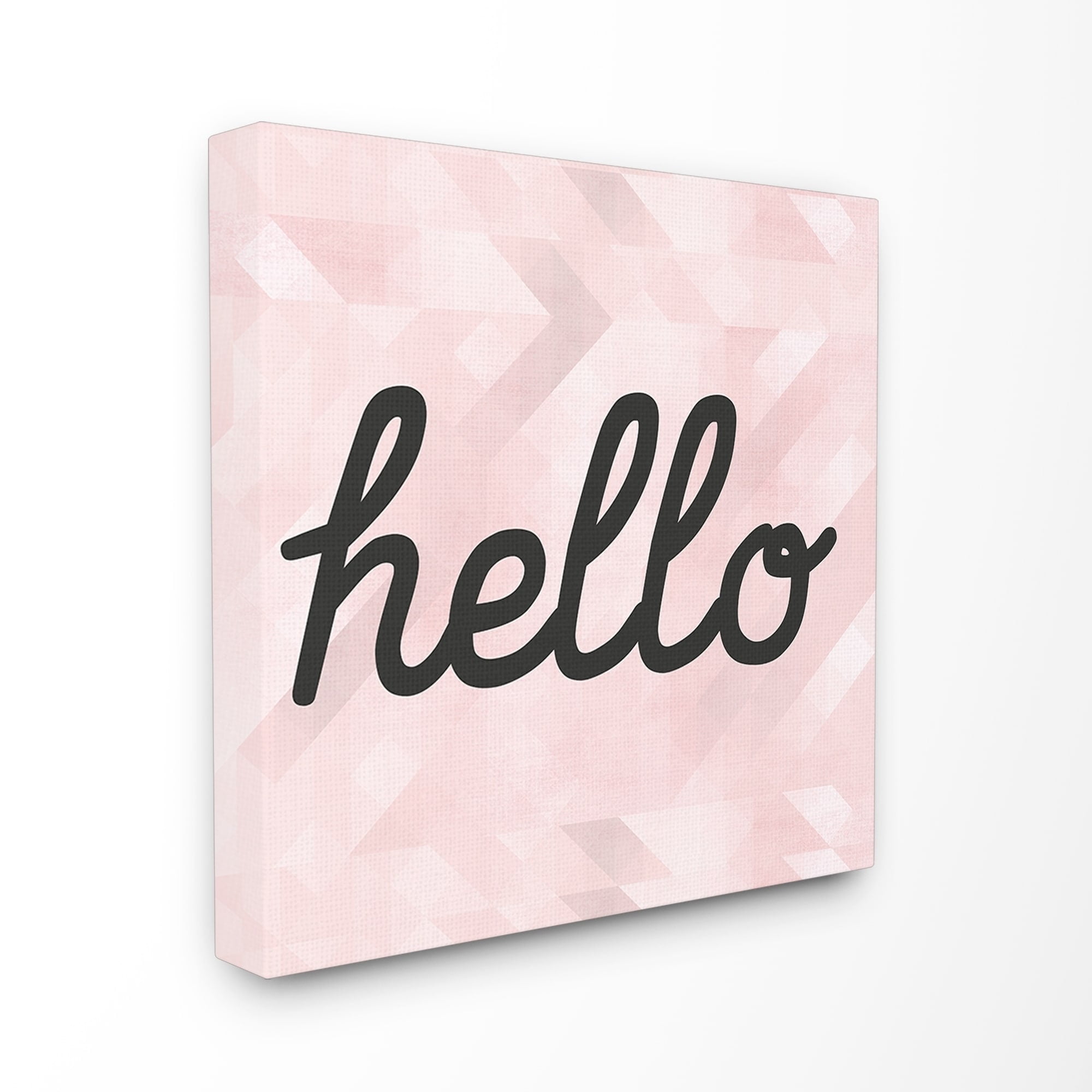 Stupell Hello Pink Geometric Typography , Proudly A 17 x 17