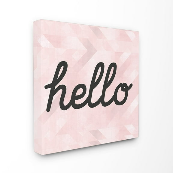 Stupell Hello Pink Geometric Typography , Proudly A 24 x 24