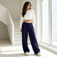 thumbnail image 6 of Evdexr Wide Leg Sweatpants Womens with Pockets Elastic Waist Baggy Trousers Fall Winter Palazzo Casual Pants Lightweight High Waisted Solid Color Joggers L, 6 of 6