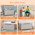 thumbnail image 4 of PORKISS Toy Box for Boys Girls, Wooden Kids Toy Chest with Storage Bench and Safety Hinged-Lid, Modern Toy Storage Organizer for Living Room, Bedroom, Toddler Room, Grey, 4 of 12