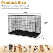 YRLLENSDAN 30 inch Dog Crate, Dog Crates and Kennels Folding Mental Wire Crates Dog Kennels Outdoor and Indoor Pet Dog Cage Crate with Double-Door,Divider Panel, Removable Tray and Handle, Black