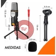 thumbnail image 2 of Micrófono Condensador Tripie Antipop Con Divisor De Audio Negro, 2 of 4
