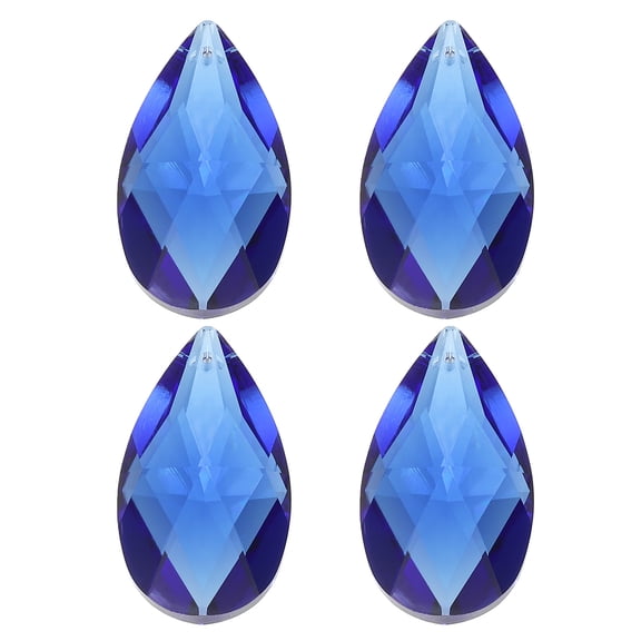 Uxcell K9 Crystal Pendants Teardrop Beads, 4 Pack 50mm Chandelier Prisms Parts Hanging Beads DIY Lamp for Arts Crafts Decoration, Dark Blue