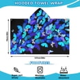 thumbnail image 2 of Butterfly Blue Purple Wing Pattern Hooded Bath Towel，50"x30" for Ages 3 To 12 Kids, Quick Dry Lightweight Soft Microfiber Hood Beach Towel Cover Up for Kids, 2 of 7