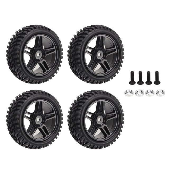 4 Uds ruedas de coche RC diseño de pentagrama neumáticos de coche RC de plástico de goma juego para modelos de coche 1/16 reemplazo negro YUNYI BRAND Deportes