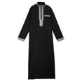 thumbnail image 4 of SIYUDAN Men Kaftan Thobe Casual Long Sleeve Robes for Men Embroidered Muslim Men Clothing Black Robe, 4 of 8
