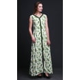 thumbnail image 3 of Bimba Feuilles Femmes Col en V Sans Manches Fente avant Décontractée Maxi Imprimée Robe Bohème-Grand, 3 of 5