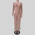 thumbnail image 3 of Vestido De Malla Sexy Traje de baño de bikini de diamantes de imitación Traje de playa de manga larga para mujer (Café S) Kuymtek para Mujer Café T M, 3 of 9