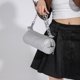 thumbnail image 2 of Bolso bandolera de moda para mujer Bolso bandolera de hombro de cuero PU sólido (Plata), 2 of 6