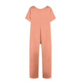 thumbnail image 5 of Harem Jumpsuits For Women Casual V Neck Short Sleeve Romper Baggy Loose Fit Wide Leg Overalls with Pockets One Piece Onesie, 5 of 7