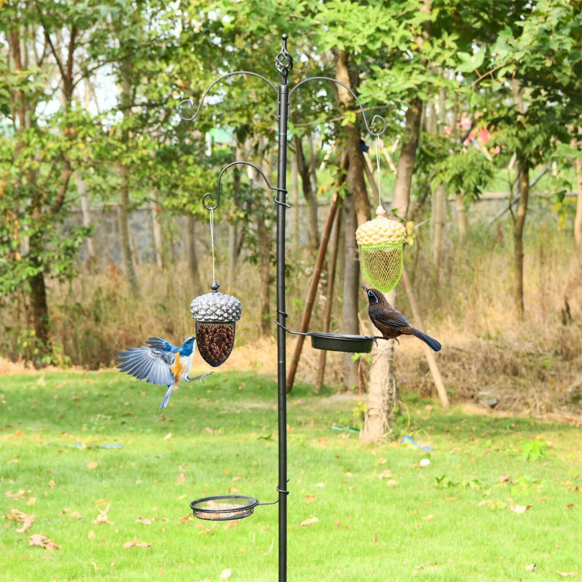 Kadyn 8.5" Bird Feeder for Outside Hanging, Metal Acorn Wild Bird Feeder, Food Dispenser for Garden Yard, Brown