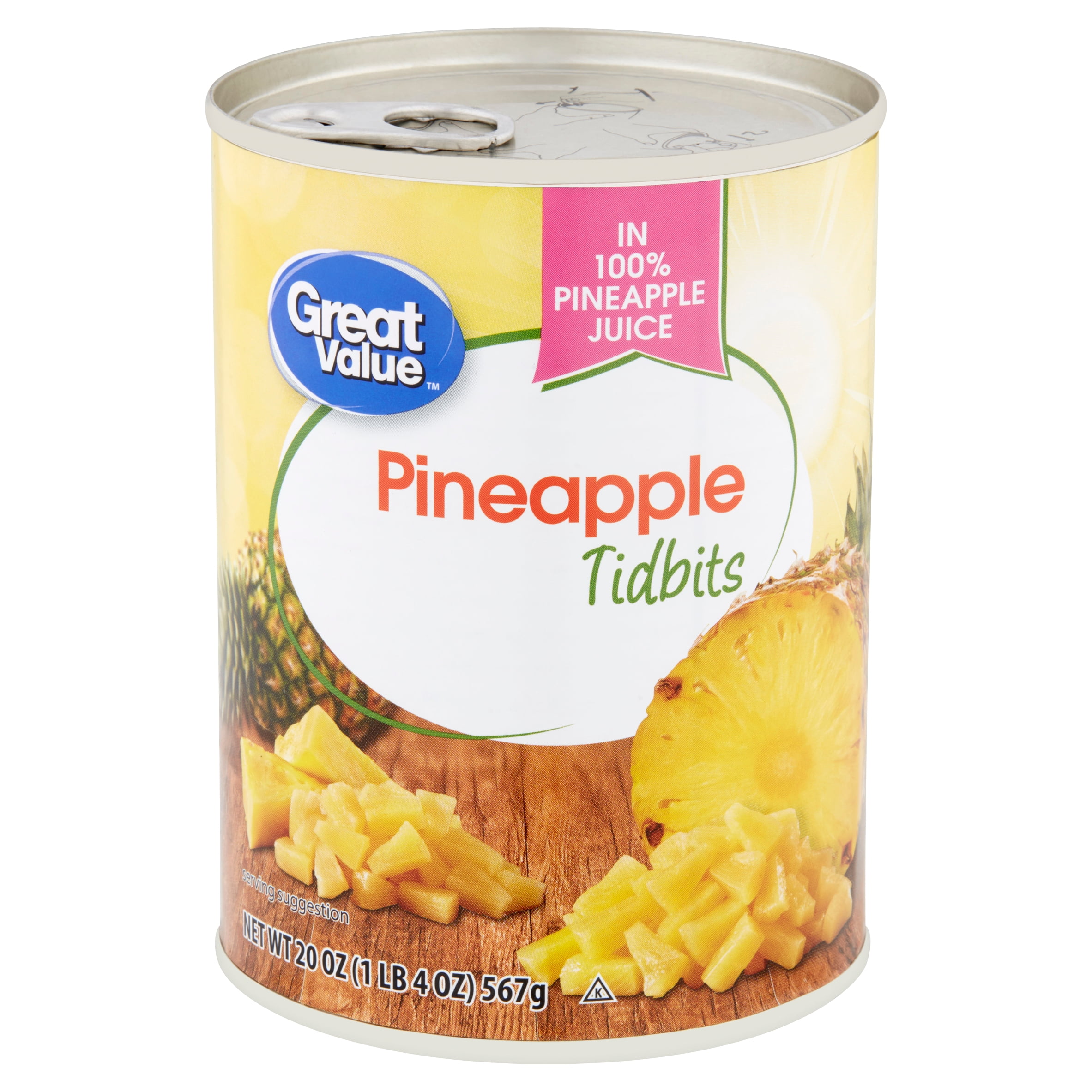 Great Value Canned Pineapple Tidbits, 20 oz