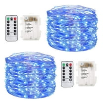 66 FT 200 LED Silver Wire String Lights Fairy String Lights Battery Operated Waterproof 8 Modes LED String Lights with Remote Control Decor for Christmas Wedding Party Blue 2Pack