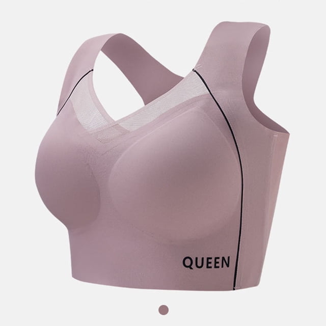 Wirefree Sports Bra for Plus Size Women, Full Coverage with Side Support & Back Smoothing Design, High Impact Support for Running, Gym & Yoga. Light Purple 36