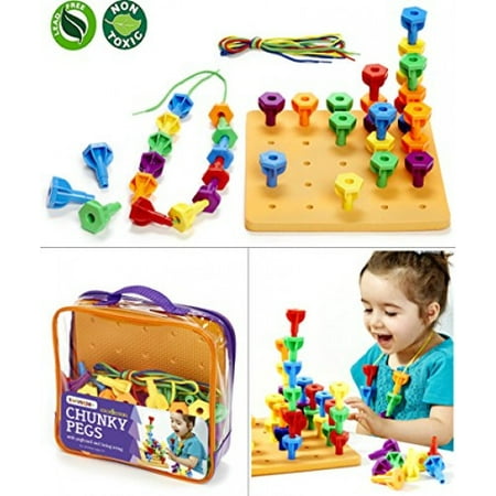 - Twinkle me Pegs Board Game Set - 60 Chunky Pegs W/ Board & Storage Bag W/ Handle Easy to Carry. for Motor Skills Sorting Counting Color Recognition Occupational Therapy Toddler and Preschool