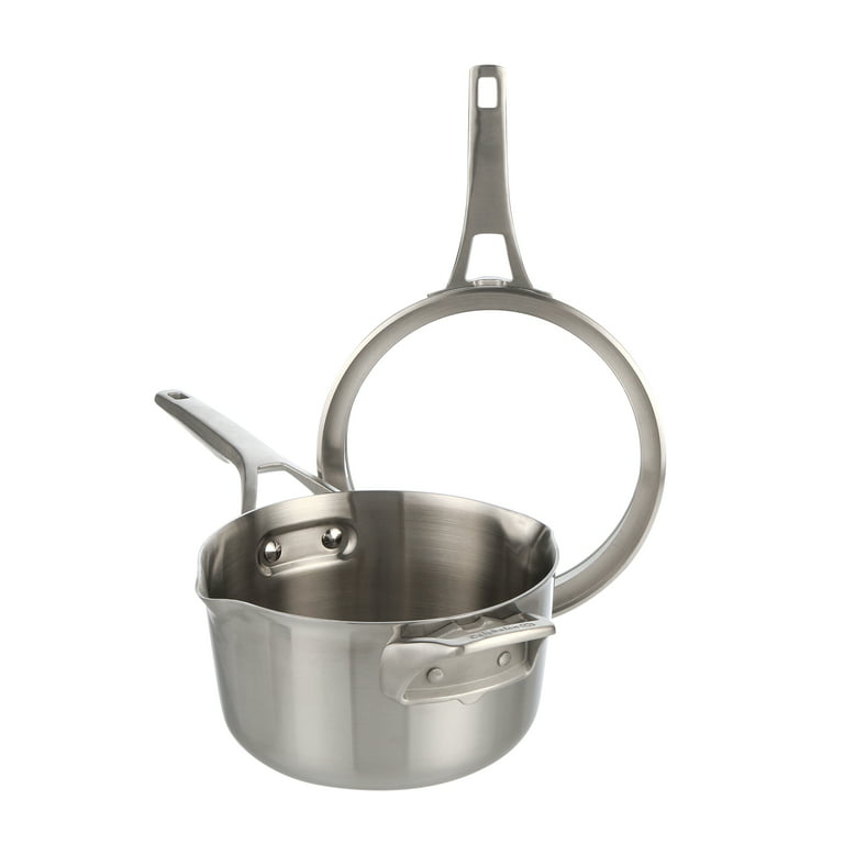 Calphalon Premier Stainless Steel Cookware, 3.5-Quart Sauce Pan with Pour  and Strain Cover 