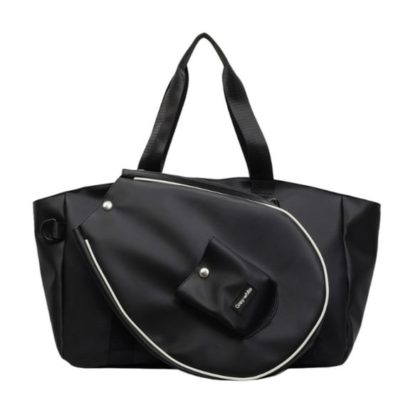 Bolso de hombro de tenis, impermeable, fácil de limpiar, multifuncional, portátil, resistente al desgaste, elegante, para hombres y mujeres, bolso de negro