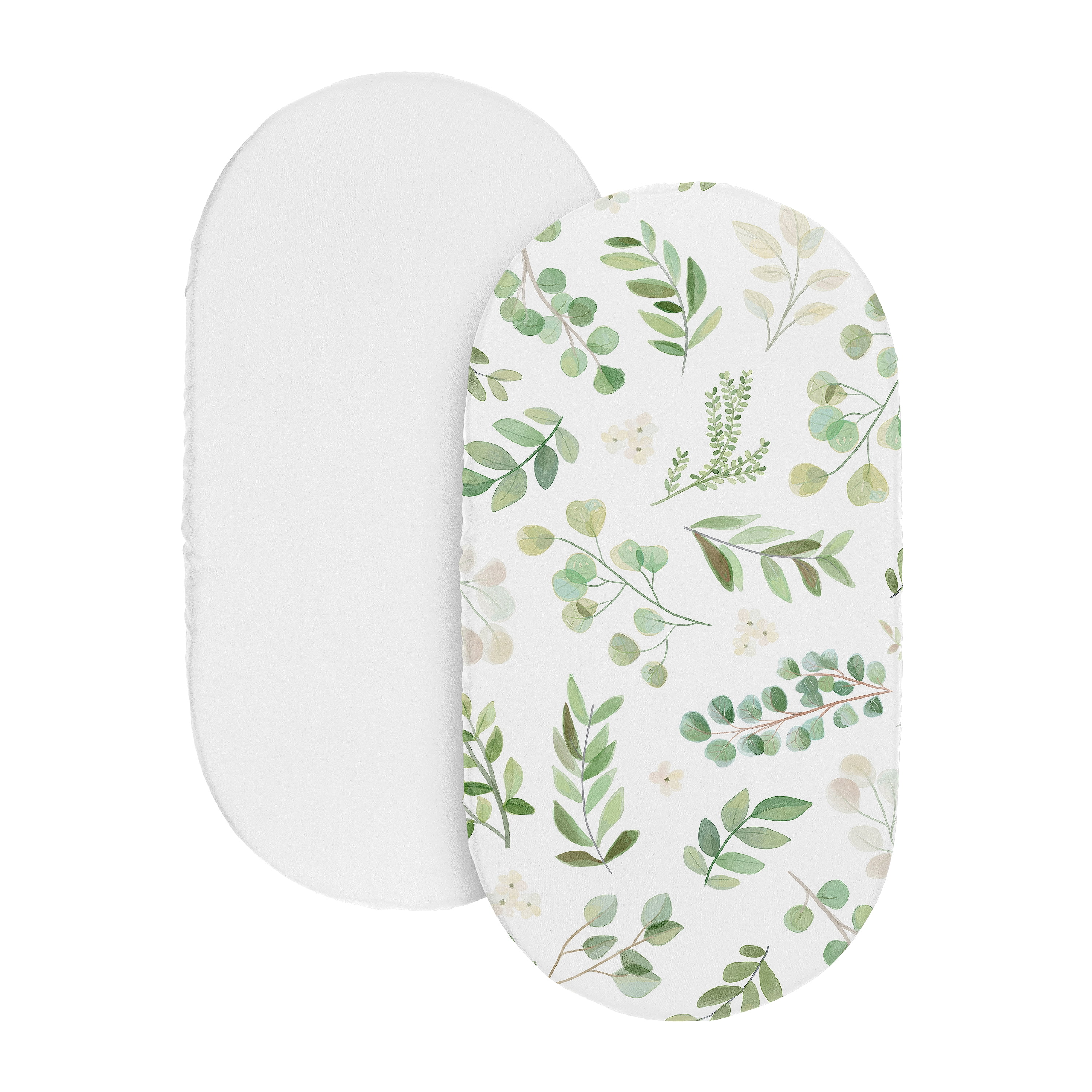 Sweet Jojo Designs Botanical Green and White Baby Bassinet Fitted Sheets 2 Piece Set