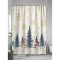 thumbnail image 5 of Christmas Tree Elk Shower Curtain Set, Waterproof Shower Curtains for Bathroom, Farmhouse Golden Snowflake Xmas Washable Fabric Cloth Bath Curtain for Bathtub Decoration with Hooks 54x78 Inches, 5 of 6