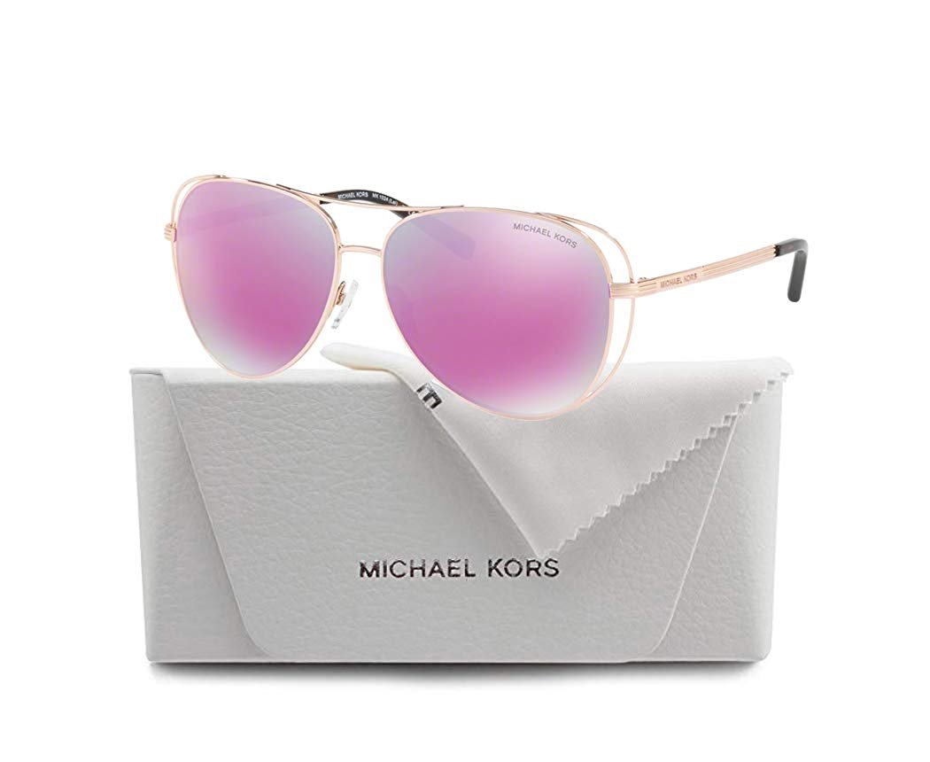 Michael Kors MK1024 LAI Aviator 11944X 58M Rose Gold-Tone/Fuschia Mirror Sunglasses For Women - image 2 of 4