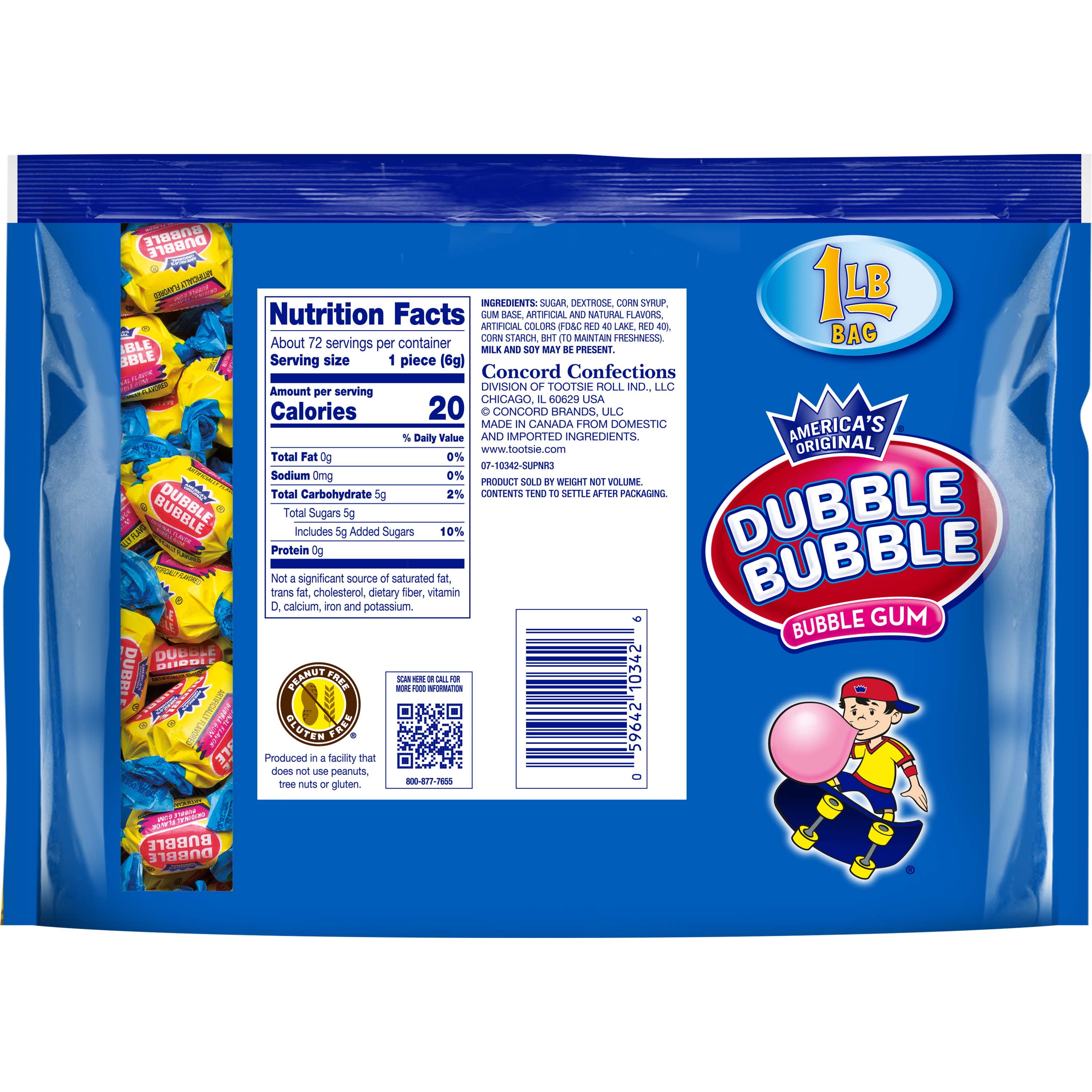 Dubble Bubble Twist Gum, Individually Wrapped Bubble Gum, Peanut Free & Gluten Free 16 oz