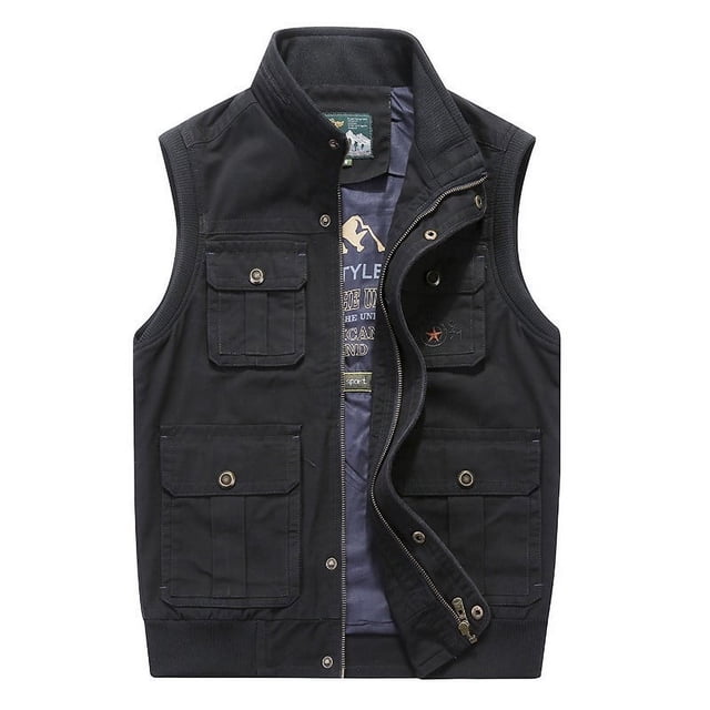 Chaleco informal de primavera y otoño para hombre, 95 % algodón, talla grande, multibolsillos, con clip para caballos, para cámaras
