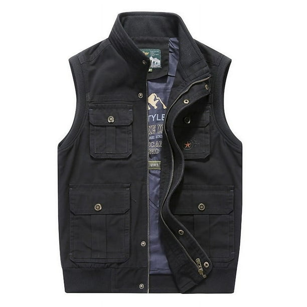 Chaleco informal de primavera y otoño para hombre, 95 % algodón, talla grande, multibolsillos, con clip para caballos, para cámaras