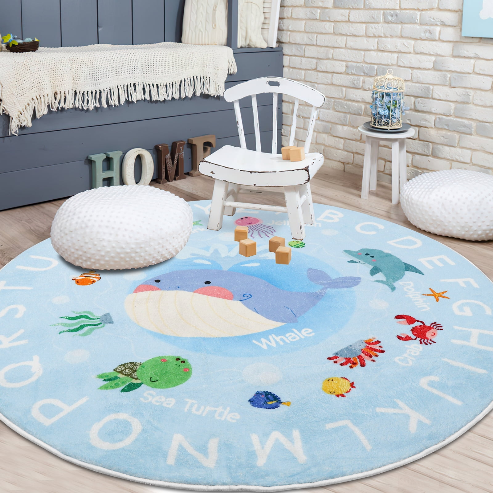 Free Shipping! AKASISRUG Soft Round ABC Rug for Kids Room,5.2 ft Washable  circle nursery rug,Non-Slip Whale Alphabet Baby Kids Rug Carpet for Nursery  Playroom Bedroom Kids Room Decor - Walmart Business Supplies