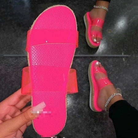 

absuyy Slide Sandals for Women- Open Toe Casual Beach New Style Breathable Fashion Summer Flat Slide Sandals #534 Hot Pink-6.5-7