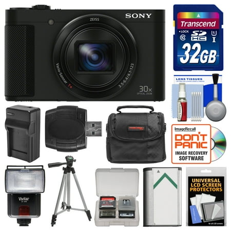 Sony Cyber-Shot DSC-HX90V Wi-Fi GPS Digital Camera with 32GB Card + Case + Flash + Battery & Charger + Tripod + Kit