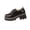 Black, variant on Wensltd Women Black Loafers Leather Shoes Solid Color Round Toe Lace-Up Low Cut Chunky Heel Fashion Shoes
