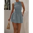thumbnail image 6 of Red Plaid Sleeveless Ruched Mini Dress, Sweet French Style Summer Vacation Dress, 6 of 10