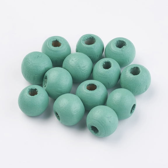 Natural Wood Beads Dyed Round Dark Cyan 8x7mm Hole: 2~3mm