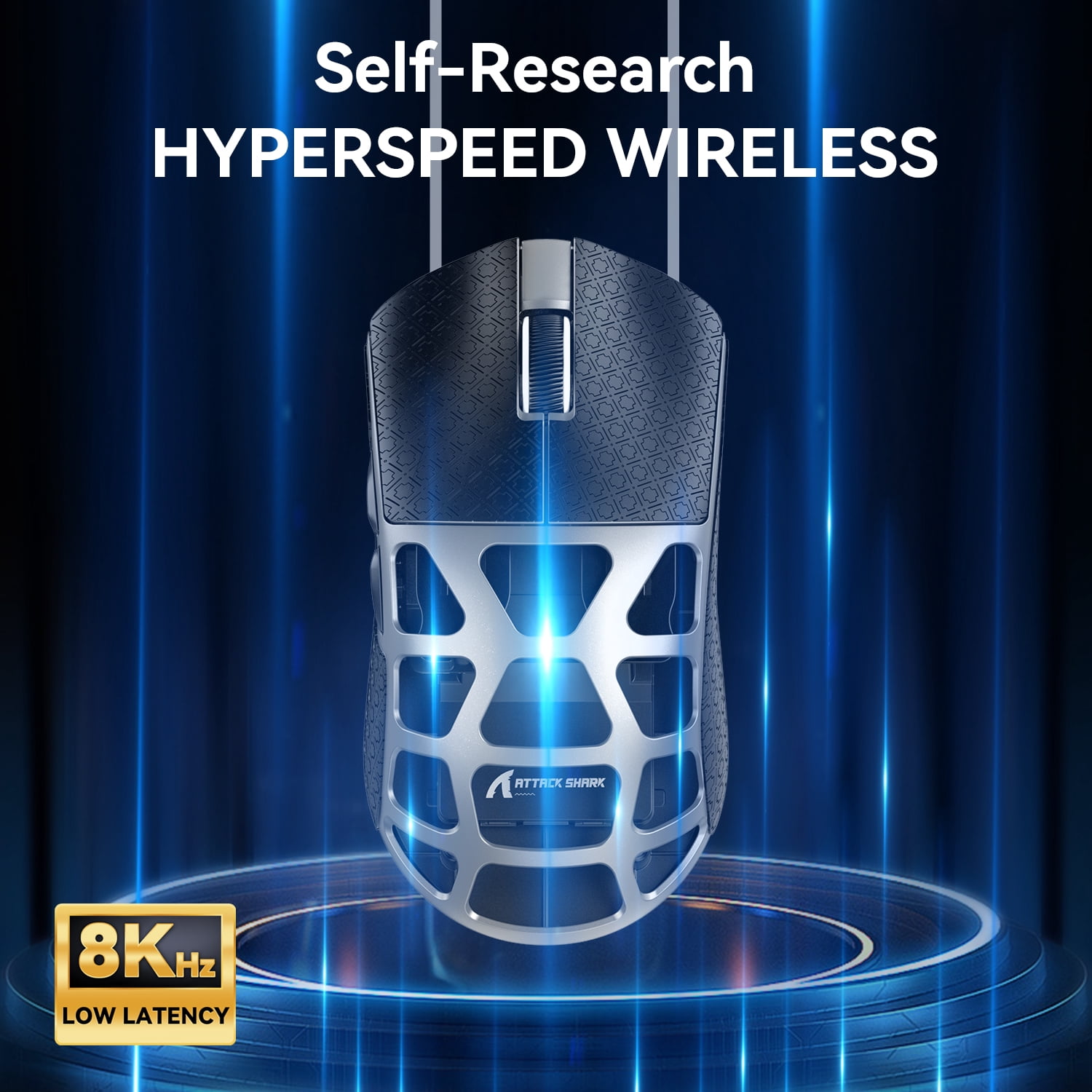 ATTACK SHARK R3 Wireless Gaming Mouse, 46g Superlight Magnesium Alloy Triple-Mode Computer Mouse, 8000Hz Polling Rate, PAW3395 26K DPI Sensor Programmable Mice for PC/Win/Mac (Grey & Griptape)