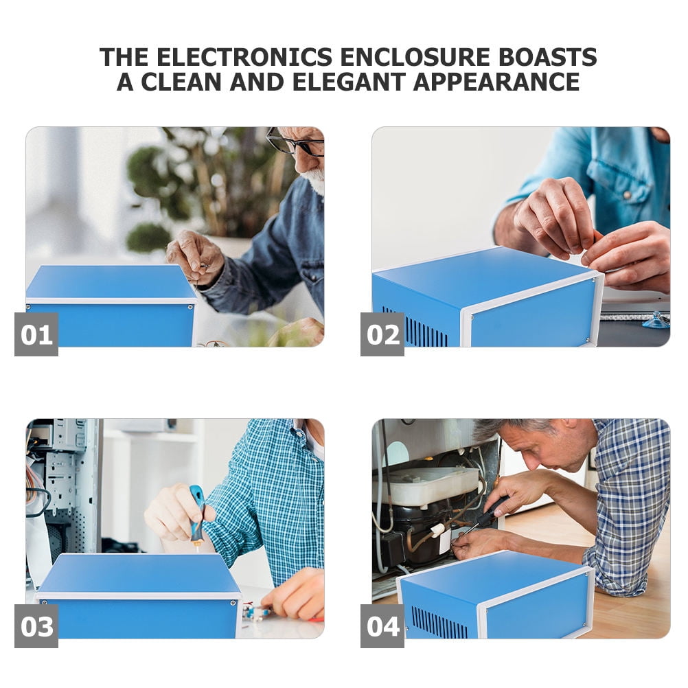 GOOHOCHY Electronic Junction Box Project Case Blue Metal 1Set 8.3X7.1X5.5in
