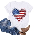 thumbnail image 4 of Sexlip Womens Swimsuit Set American Flag Heart Print Cover Up Design Crew Neck Short Sleeve Casual Silhouette Breathable Fabric for Casual Beach Days White XXL, 4 of 4