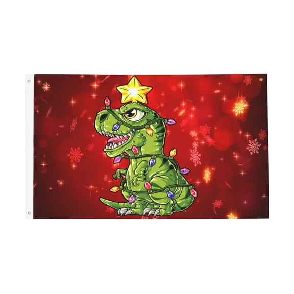 Christmas Dinosaur Flag 3x5 Ft Outdoor Indoor With Grommet Garden Yard Banner Decorative Sign