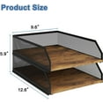 thumbnail image 2 of 2-Tier Stackable Paper Tray, Metal Mesh Desktop Organizer, Wood Board Paper Sorter, Letter Trays,File Document Storage Rack for for Home, Office, School (Retro), 2 of 14