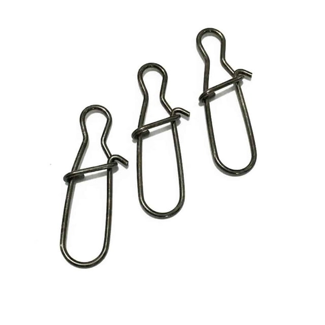 Langgg 100 Pcs Clips de Pêche en Acier Inoxydable Fastlock Clips Leurres Hameçons Connecteurs Accessoires de Pêche, Noir, Taille 1