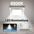 thumbnail image 4 of SPECSTAR Bathroom Exhaust Fan with Light, 165CFM Shower Ventilation Exhaust Fan with 6500K LED Light Combo,Ceiling Mount w/ 4" Duct Hose 2.5 Sones Square Fan, Cool White Light, 4 of 7