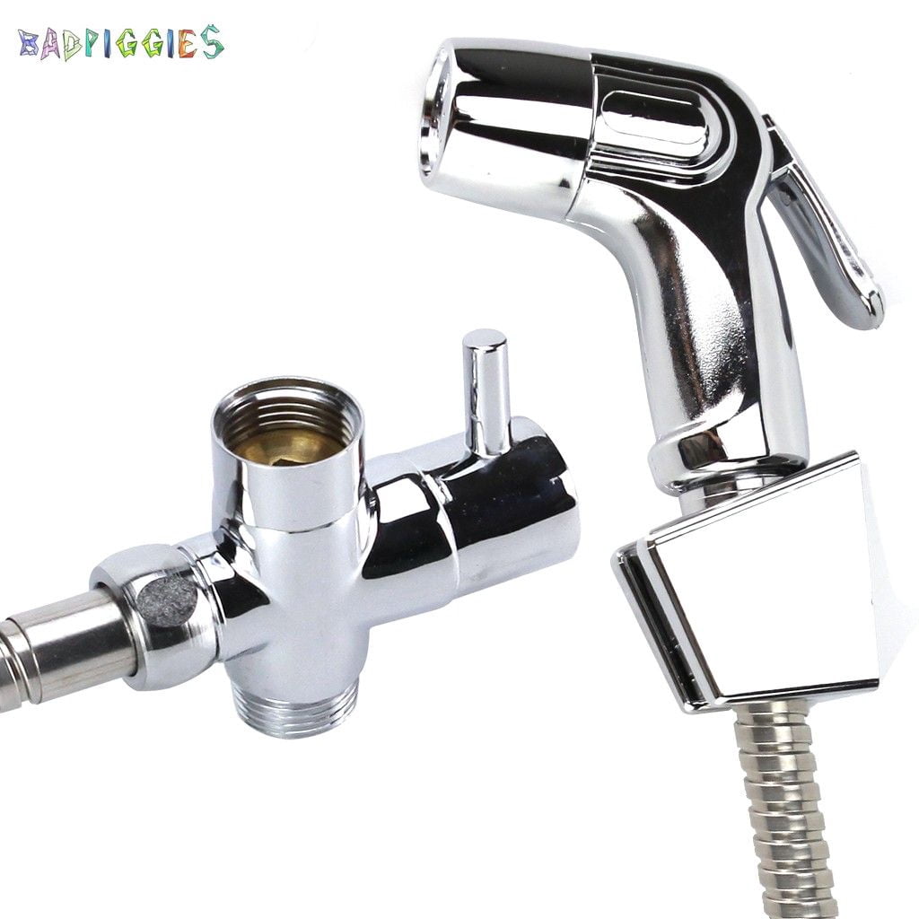 BadPiggies Stainless Steel Hand Held Bidet Toilet Sprayer Kit Diaper Washer Portable Shower Sprayer for Bathroom