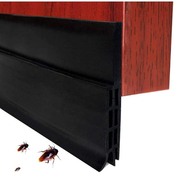 Customizable Door Bottom Seal, Weatherproof Sound Barrier For Draft Blocking, Light & Dust Exclusion, Waterproof & Self-Adhesive Under Door Sweep, Black (Adjustable To