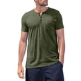 thumbnail image 2 of Men Shirts Casual Short Sleeve Solid Color Button Up Tee Outdoor Activities Spring Summer Comfortable Tops, 2 of 2