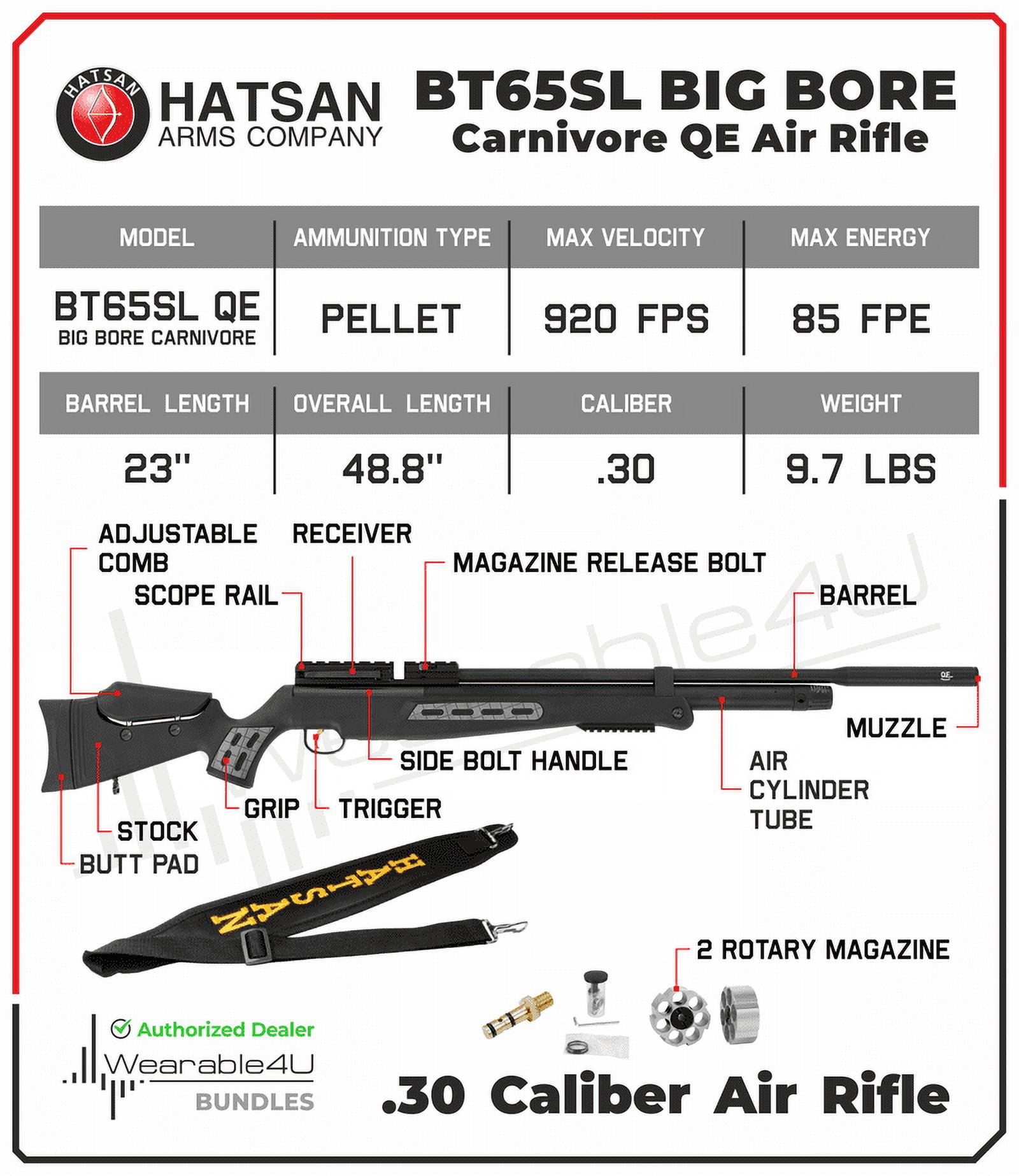 Hatsan Carnivore 2.0 PCP 30 Caliber Pellet Air Rifle