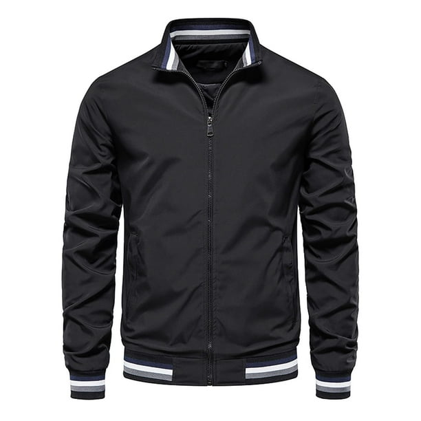Abrigo de chaqueta de motocicleta con bolsillo a prueba de viento y cremallera informal a prueba de calor para hombres Pompotops oipoqjl26477