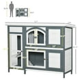 thumbnail image 3 of PawHut 57" Rabbit Hutch, 2 Tier Bunny Cage, Guinea Pig Cage, Bunny Run, Indoor Outdoor Small Animal House with Slide-out Tray, Ramp, 3 of 10