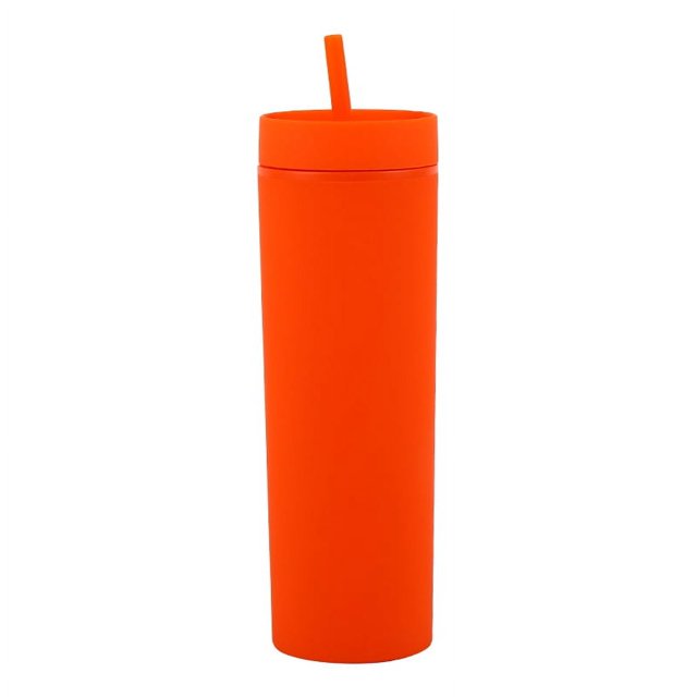 Vaso de plástico de doble capa de 16 oz, alto valor de color, gran capacidad, vaso para bebidas frías, recto, vaso con pajita para mujer