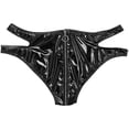thumbnail image 3 of Lingerie for Women Zipper Split Briefs in High Gloss for Playful Enthusiasts Black S, 3 of 6