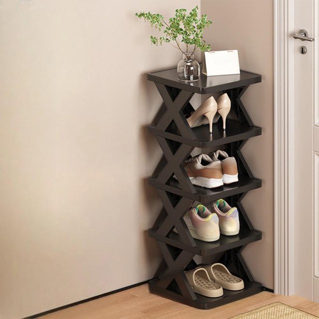 Plastic Folding Shoe Rack, Space Saving Storage Organizer for Home, Dorm and Office, No Assembly Required, Easy Foldable Design