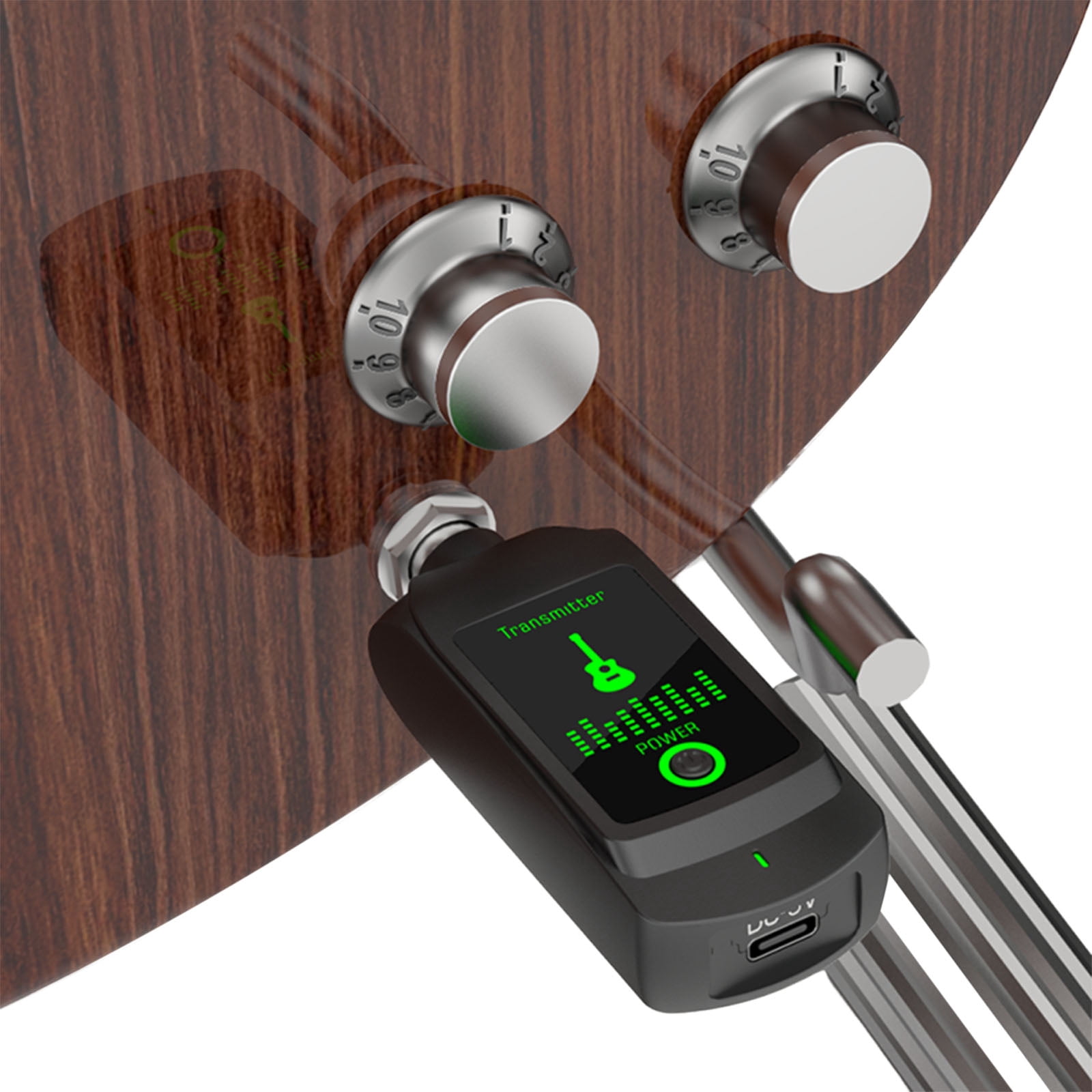 HUISZJ Mini Wireless Guitar System, 50M Range Rechargeable Audio Transmitter & Receiver, Electric Guitar & Bass Accessory